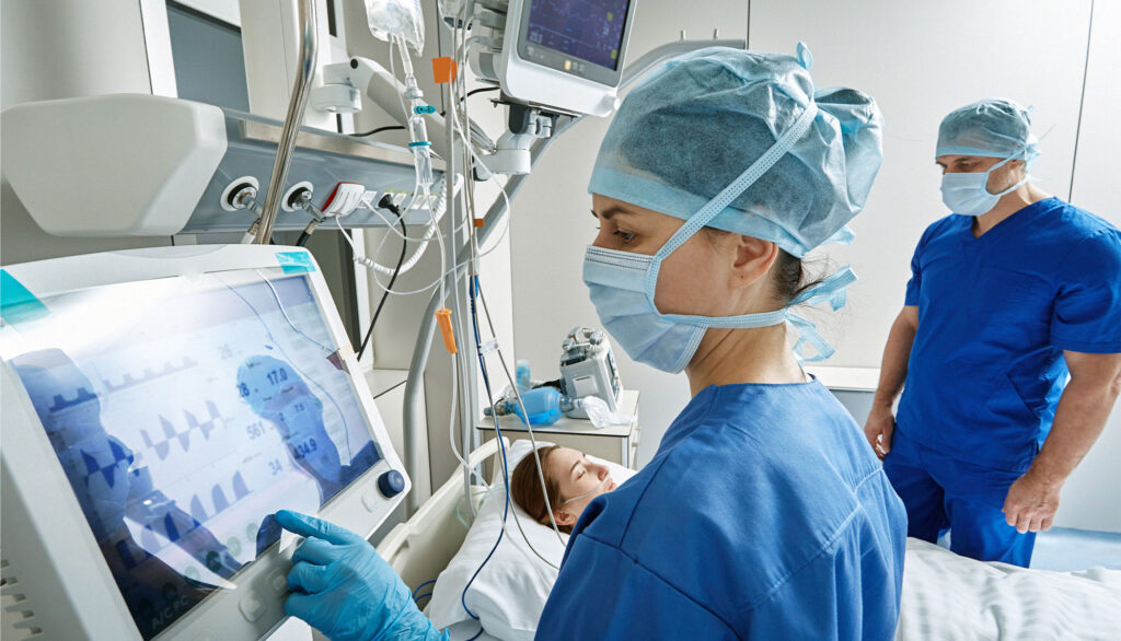 Infirmière dans une chambre de patient